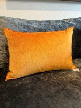 Crate&Barrel Amber/Goldish Velvet Lumbar Pillow